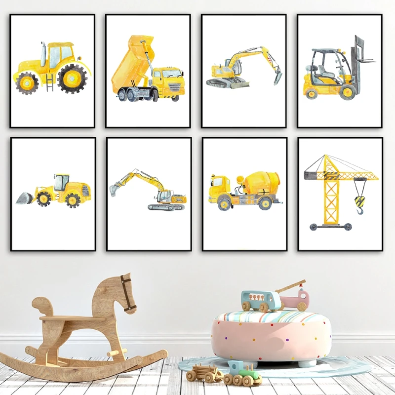 Construction Vehicles Watercol - огляд і ціна Heavy Equipment Background