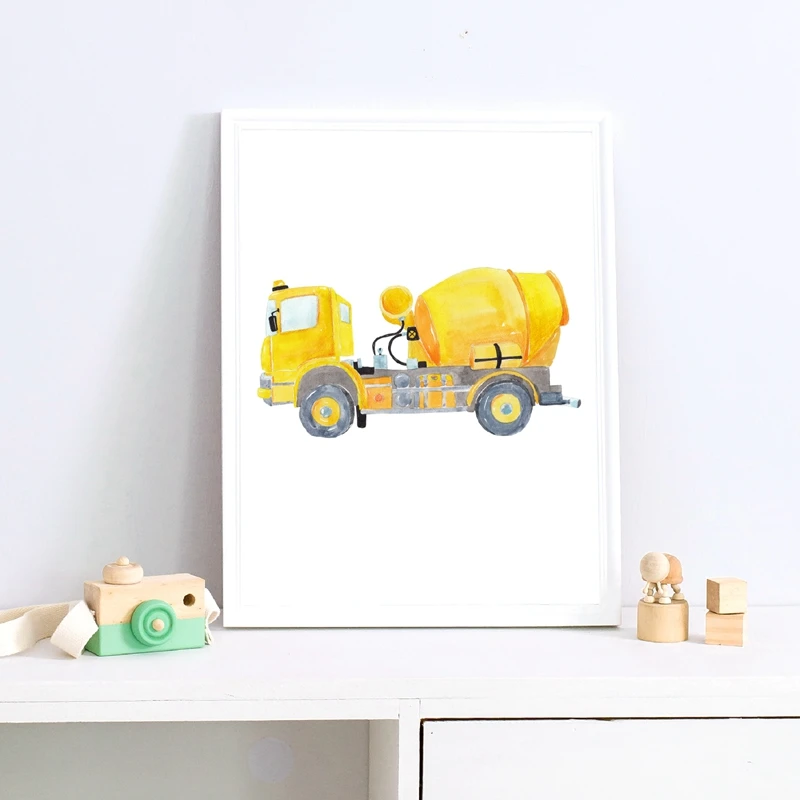 Construction Vehicles Watercol - огляд і ціна Heavy Equipment Background