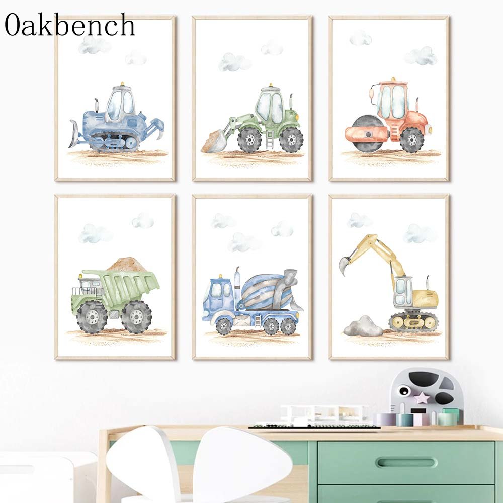 Toy Cars Canvas Poster Excavat - огляд і ціна Heavy Equipment Background