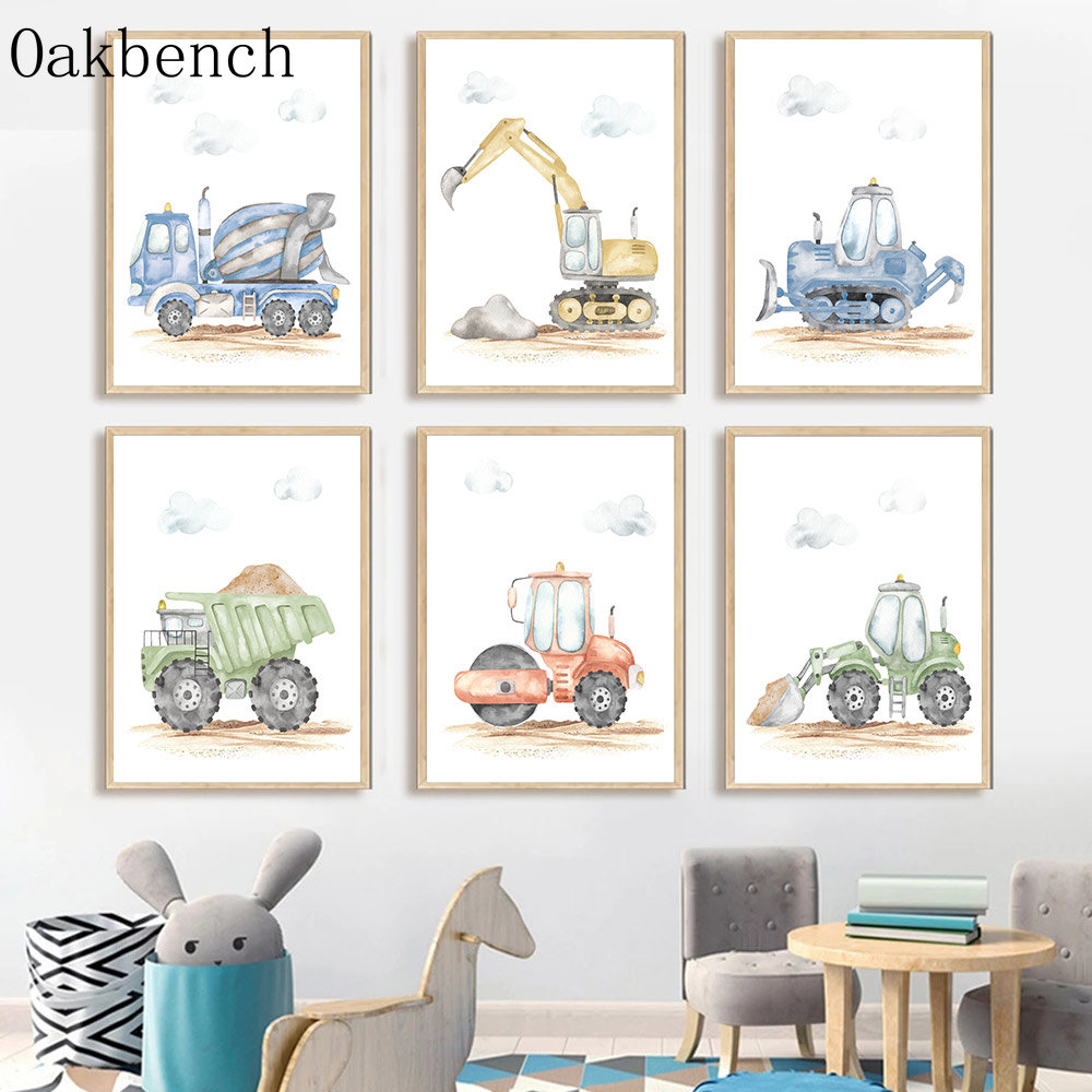 Toy Cars Canvas Poster Excavat - огляд і ціна Heavy Equipment Background