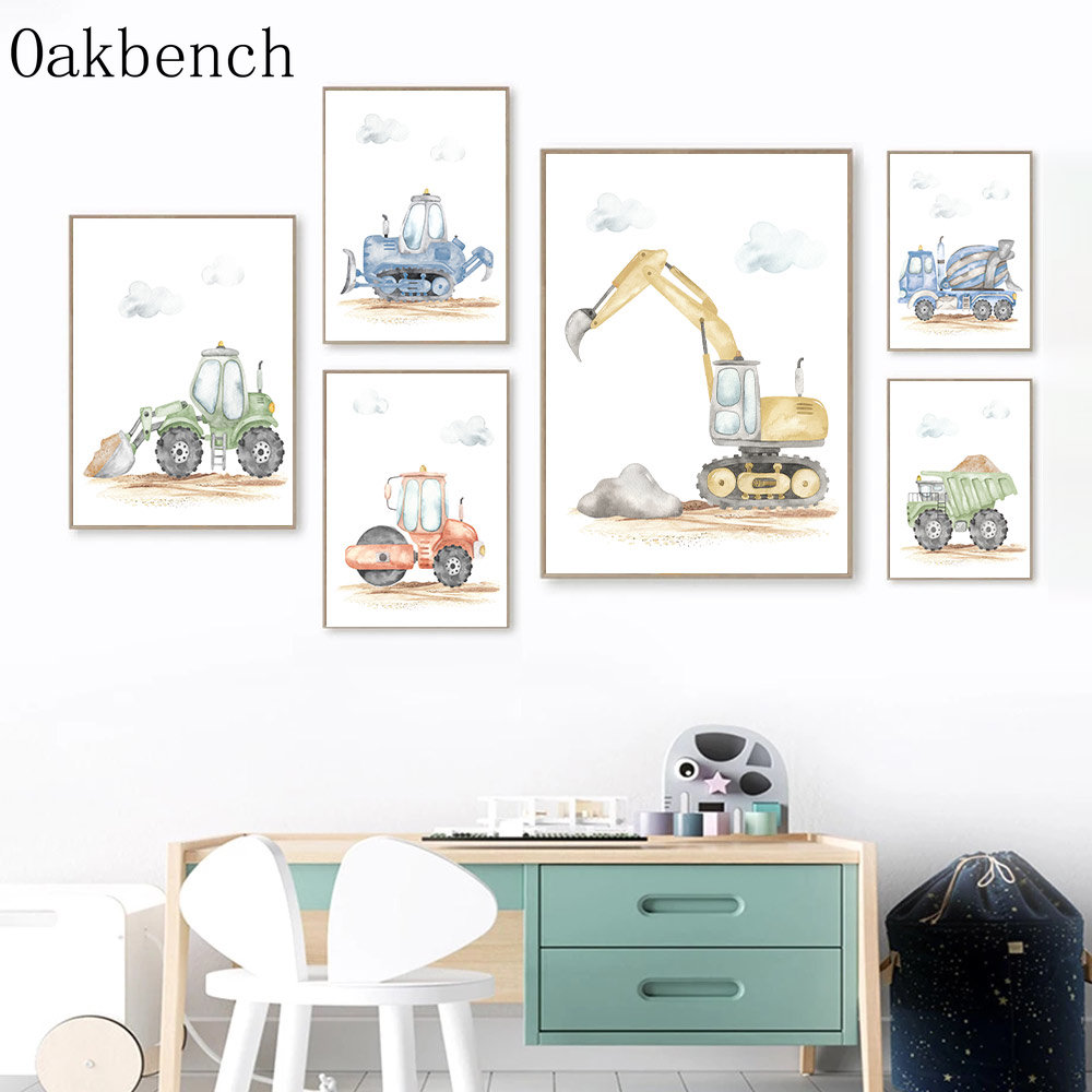 Toy Cars Canvas Poster Excavat - огляд і ціна Heavy Equipment Background