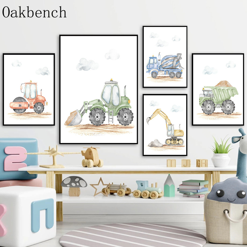 Toy Cars Canvas Poster Excavat - огляд і ціна Heavy Equipment Background