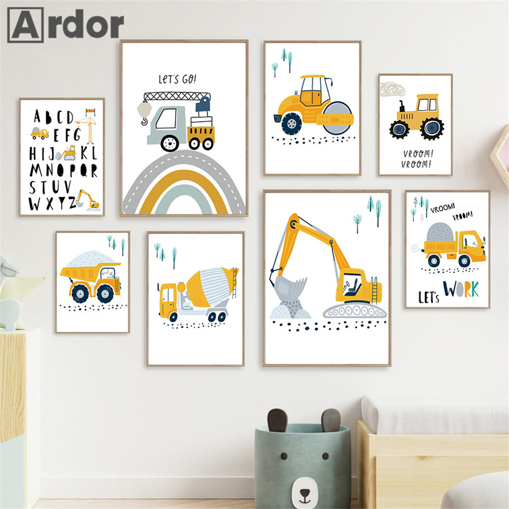 Child Poster Cartoon Tractor T - огляд і ціна Heavy Equipment Background