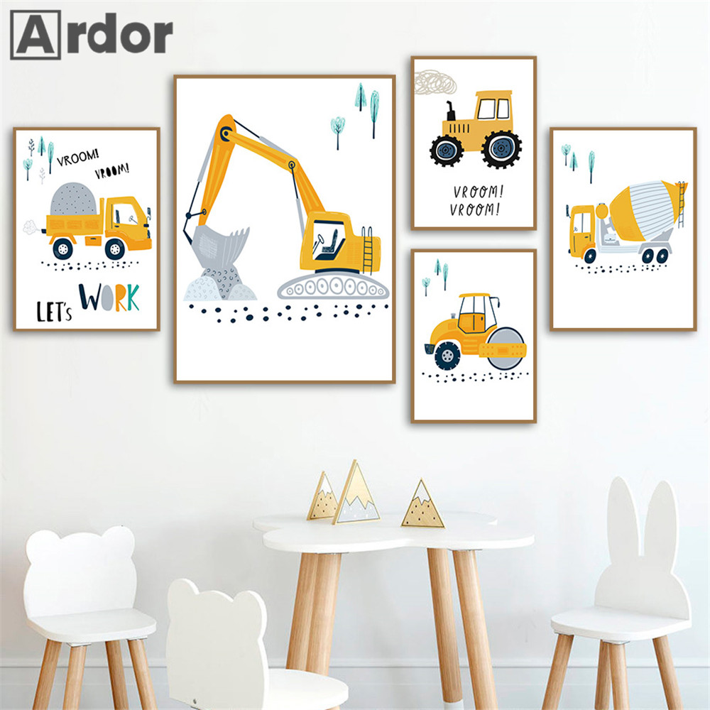 Child Poster Cartoon Tractor T - огляд і ціна Heavy Equipment Background